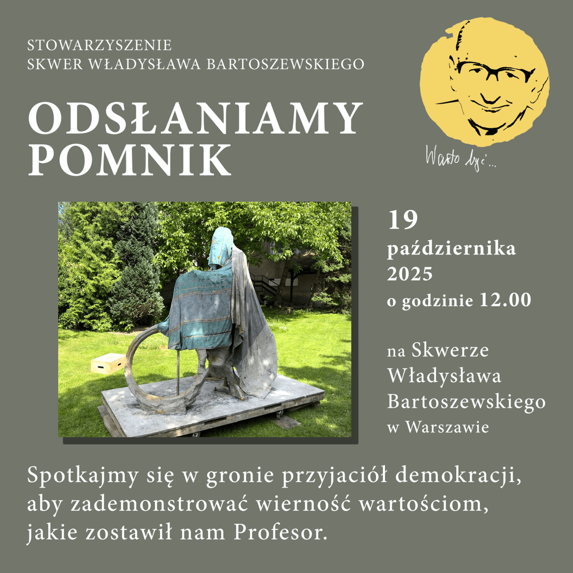 Pomnik Władysława Bartoszewskiego stanie na Woli. Odsłonięcie już 19 października