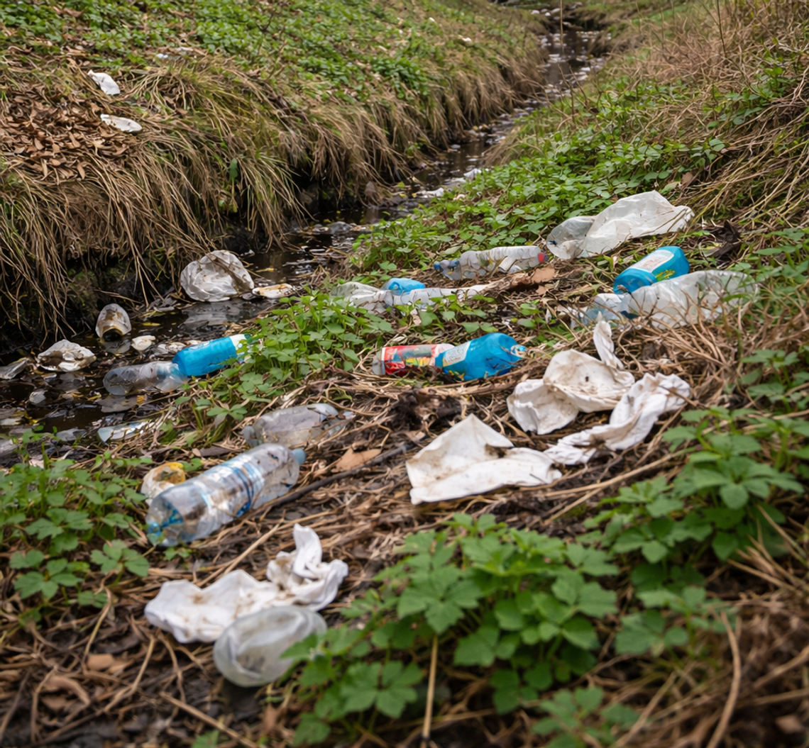 Śmieci na wałach Reduty Wolskiej Śmieci na wałach Reduty Wolskiej